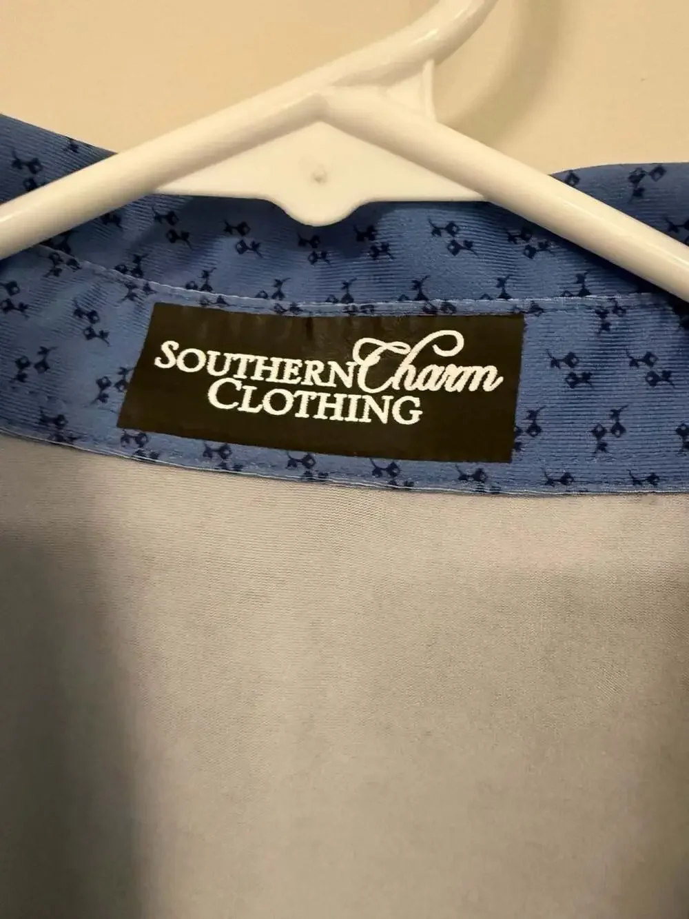 Southern Charm Clothing Golf Polo Size M Blue Beagle Print Performance
